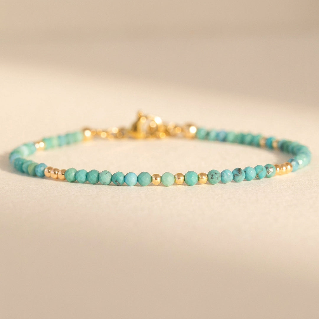 14K gold filled turquoise bracelet — December birthstone, real natural stone