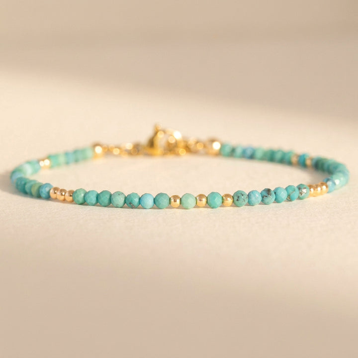 14K gold filled turquoise bracelet — December birthstone, real natural stone