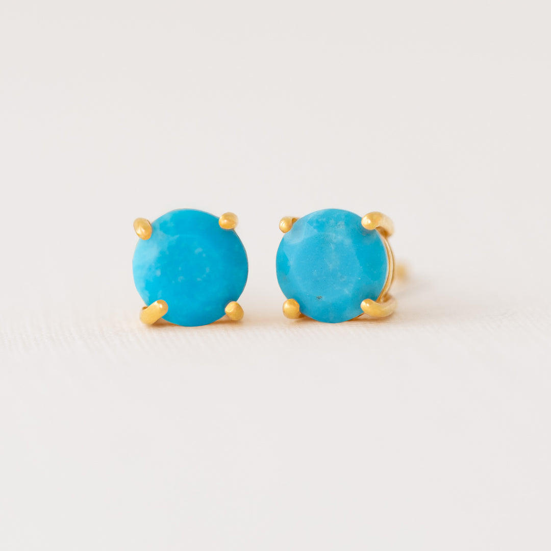 Turquoise and Gold Stud Earrings
