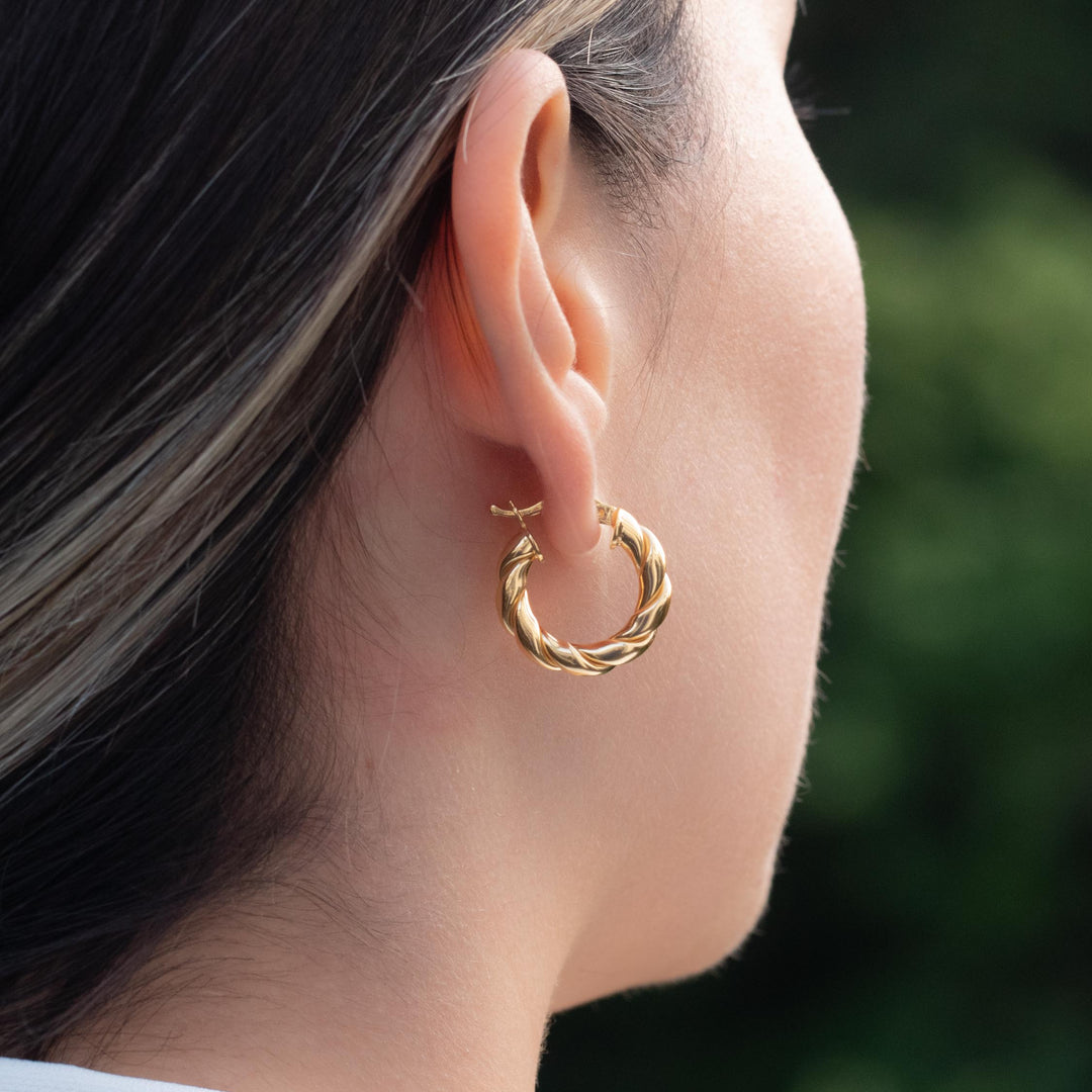 Gold Twist Hoop Earrings