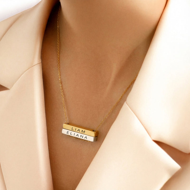 Two Names Bar Necklace