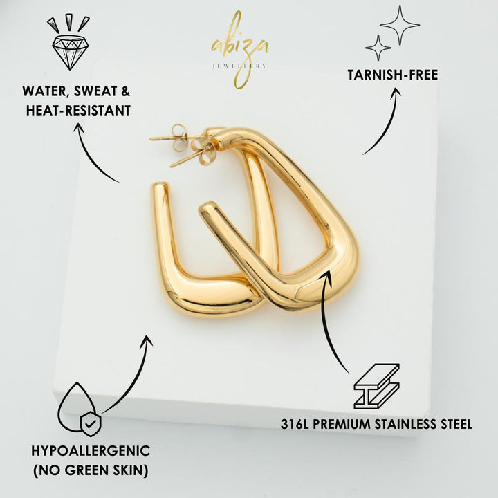 Gold Hoops Square Earrings