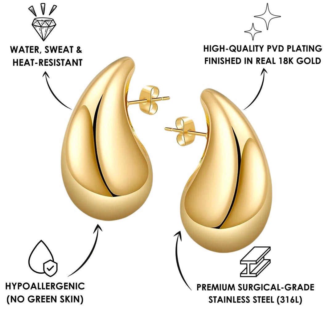 Chunky Rose Gold Teardrop Earrings