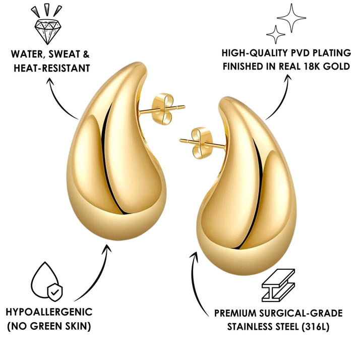 Chunky Rose Gold Teardrop Earrings