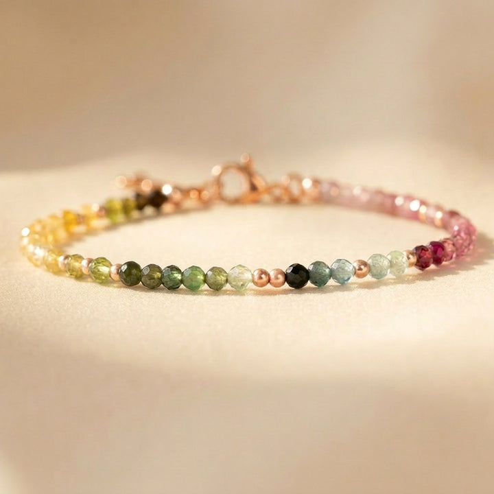 Rose gold filled watermelon tourmaline bracelet — handmade UK