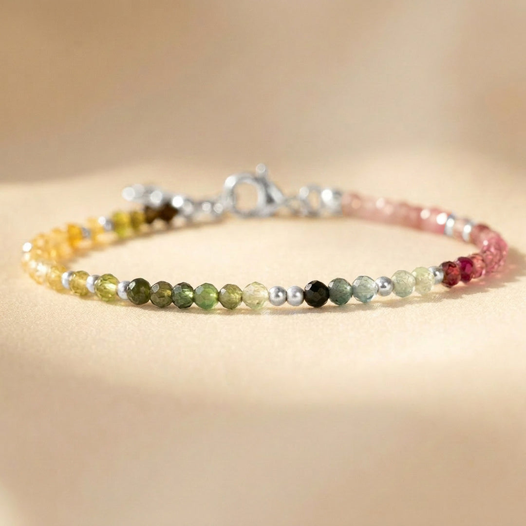 Sterling silver watermelon tourmaline bracelet — handmade UK