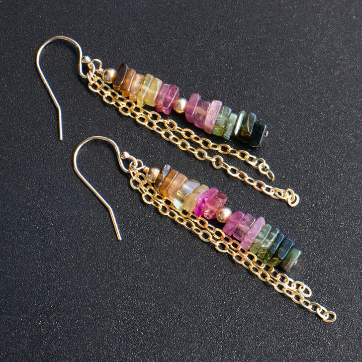 Pink Green Tourmaline Earrings