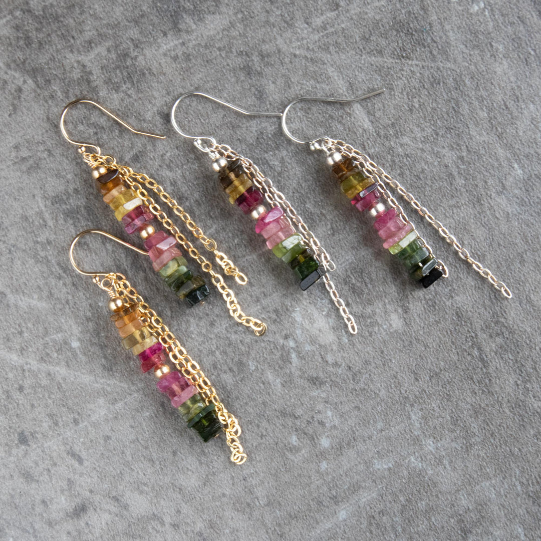 Tourmaline Earrings Gold and Silver