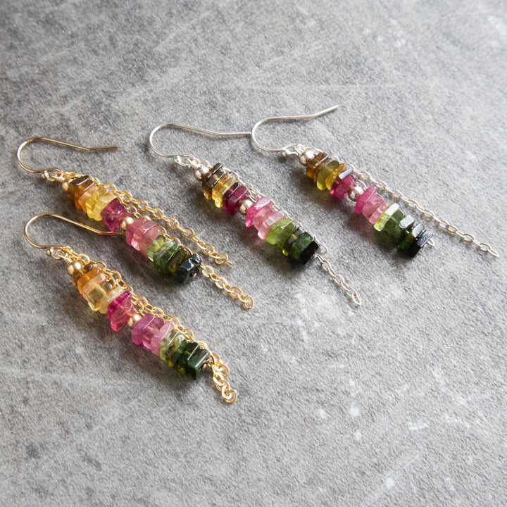 Pink Green Tourmaline Earrings