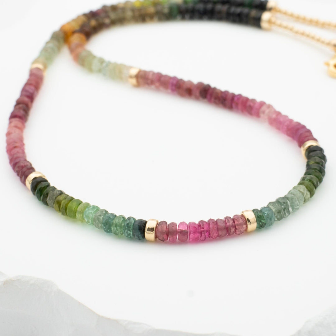 Watermelon Tourmaline Bead Necklace