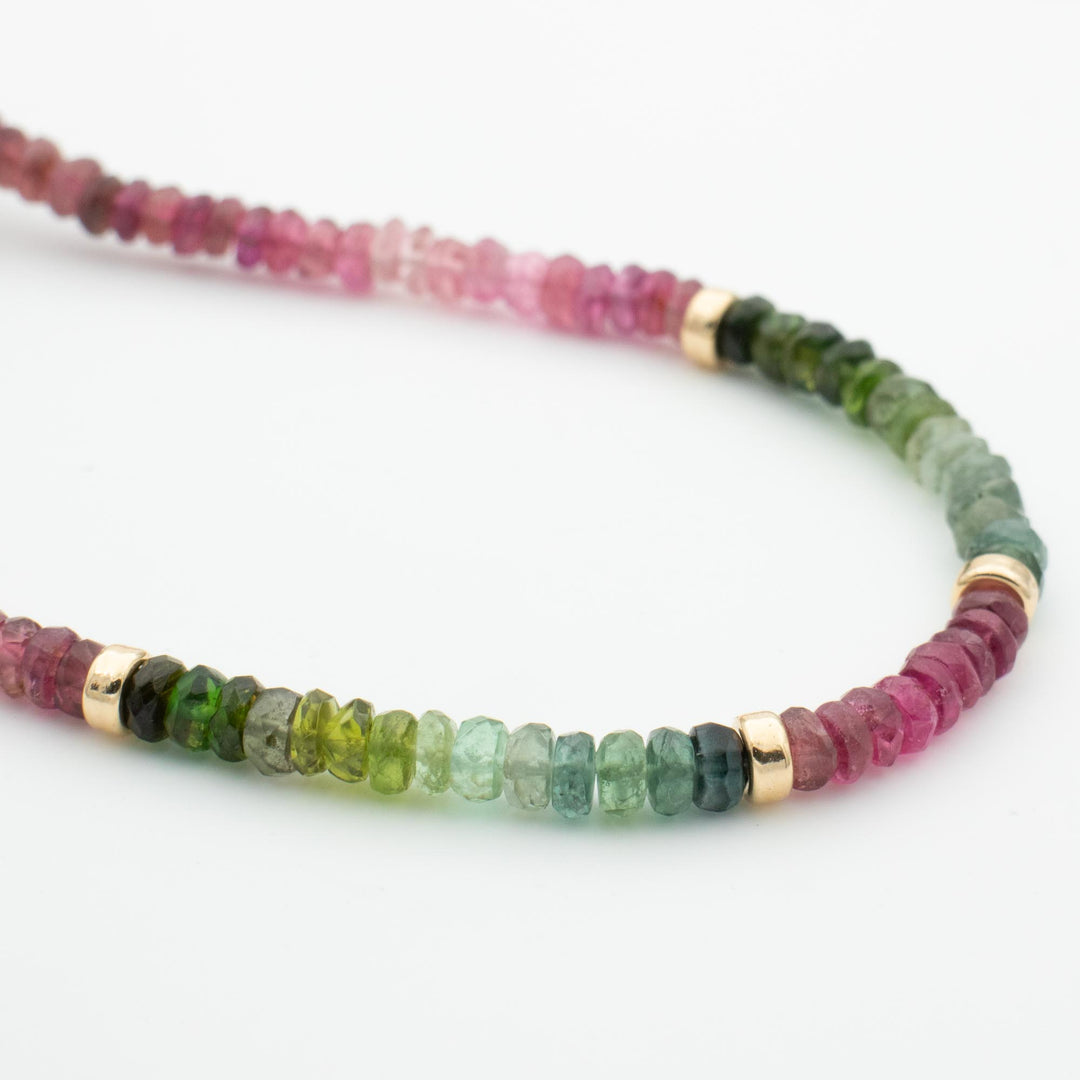 Watermelon Tourmaline Necklace Gold