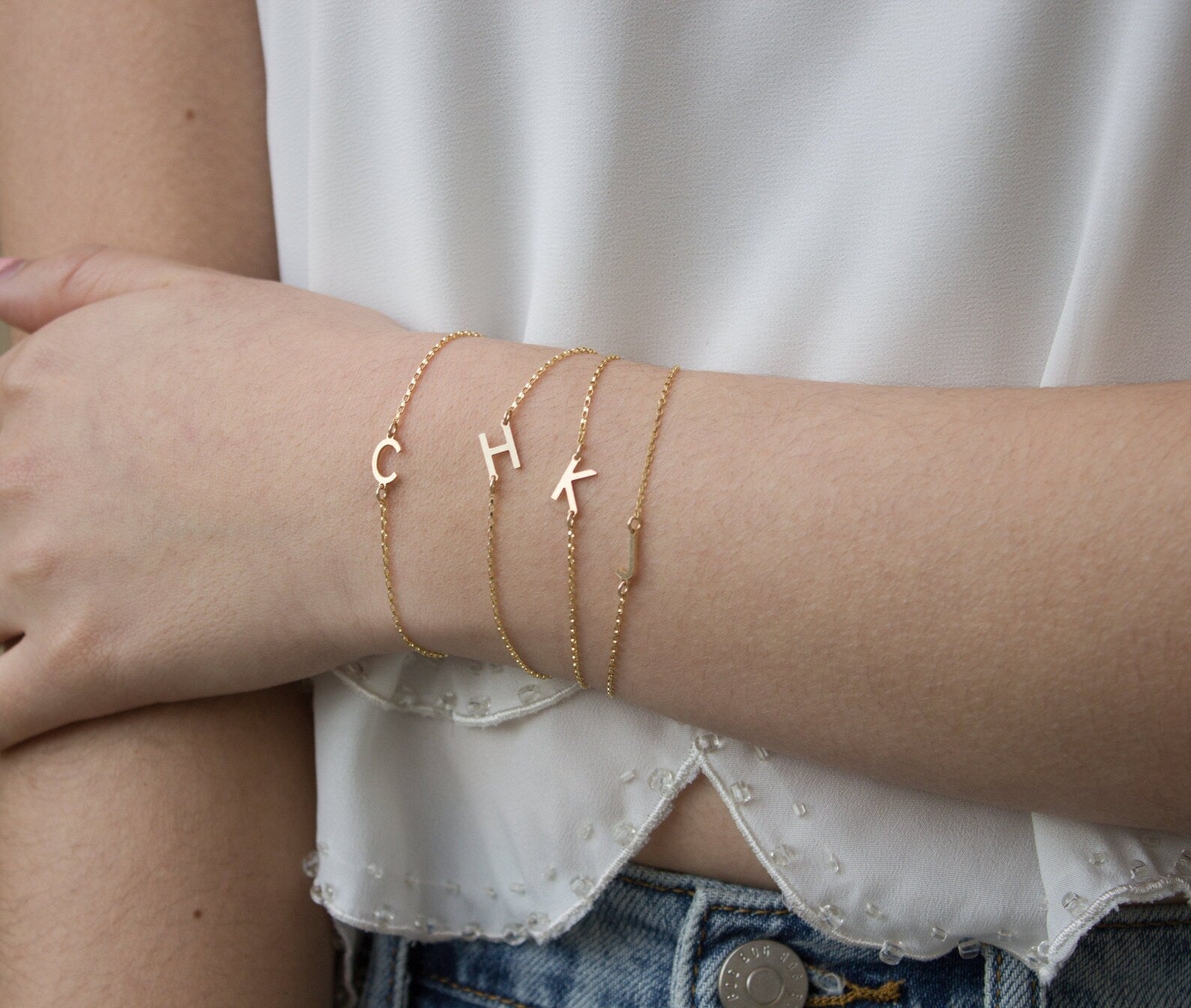 Letter Initial Bracelet 925 Sterling Silver Abiza