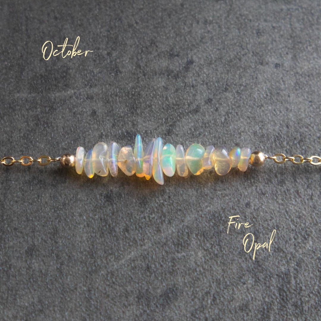 Collier de cristal brut d’opale de feu