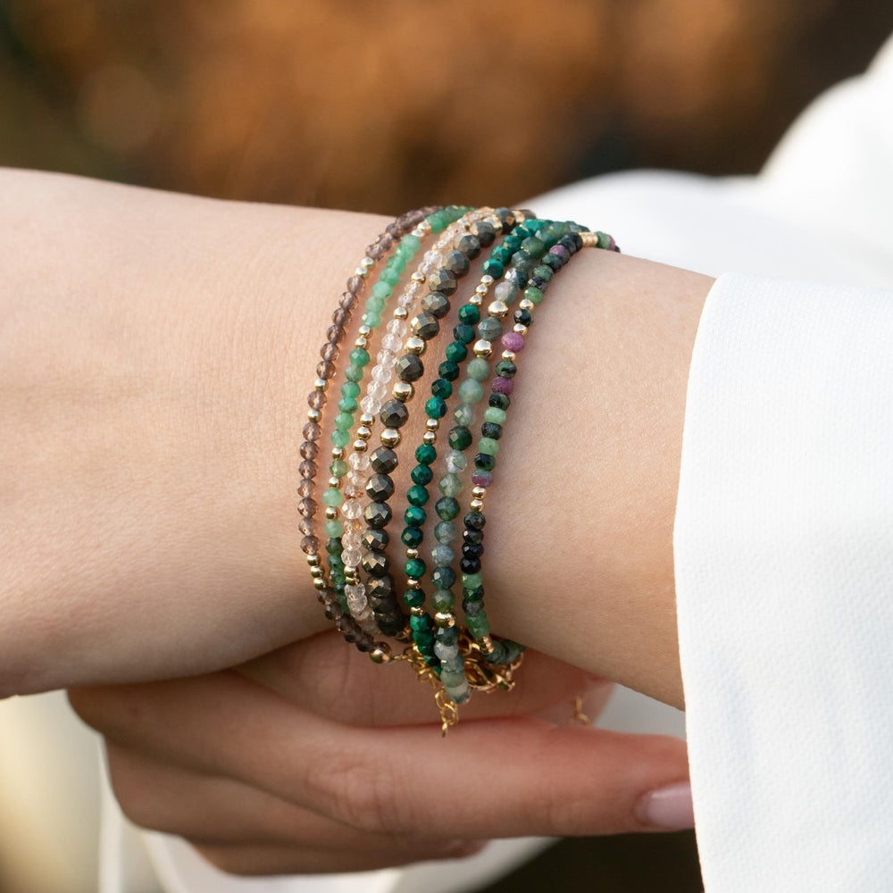 Green Gemstone Bracelet Stack