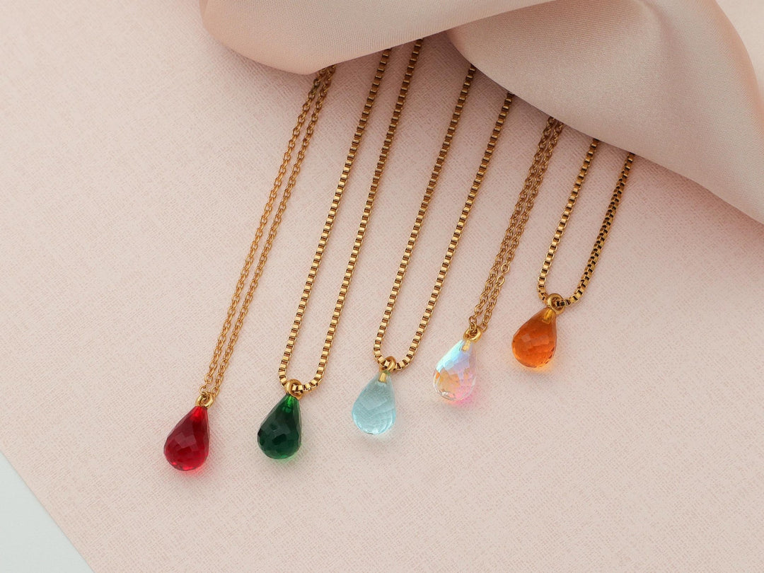 Initial Disc Necklace with Birthstone