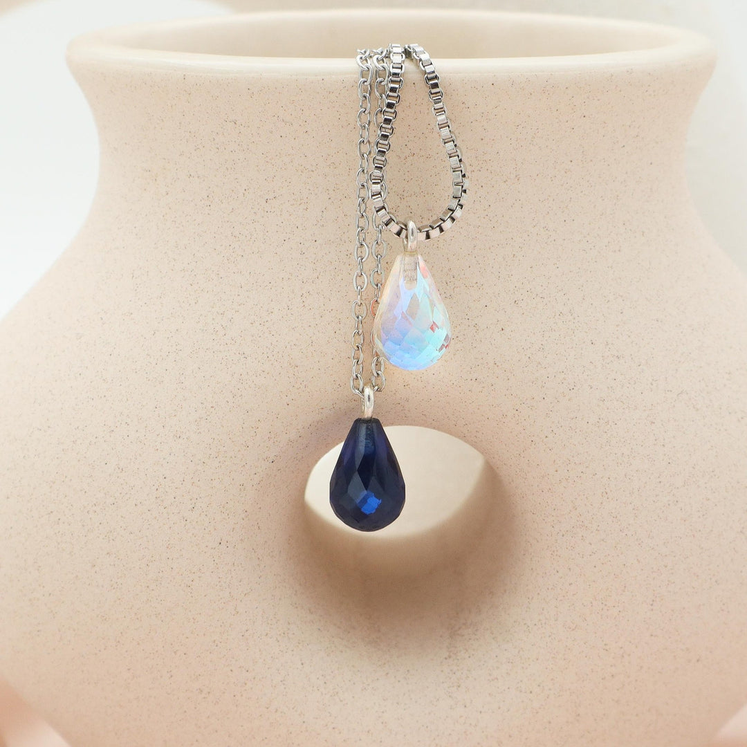 Silver Initial and Birthstone necklace