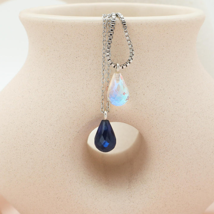 Silver Initial and Birthstone necklace