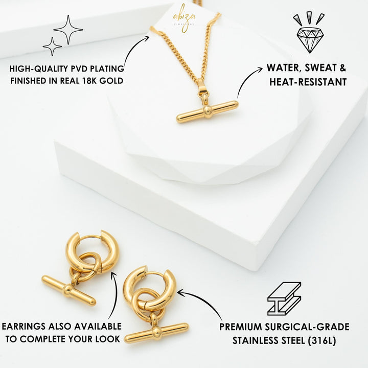 Gold T bar jewellery set for women
