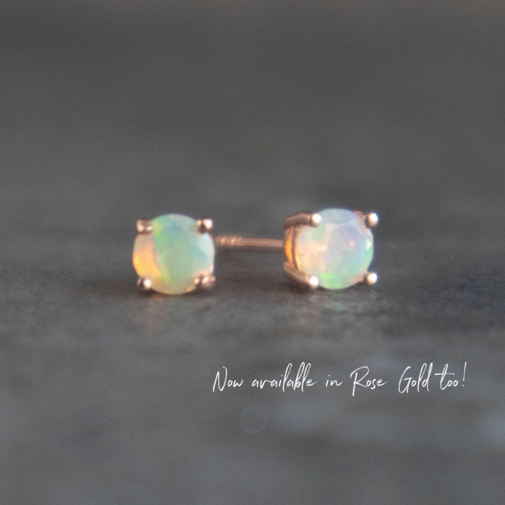 Opal Stud Earrings Rose Gold