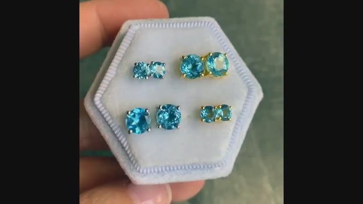 Swiss Blue Topaz Stud Earrings