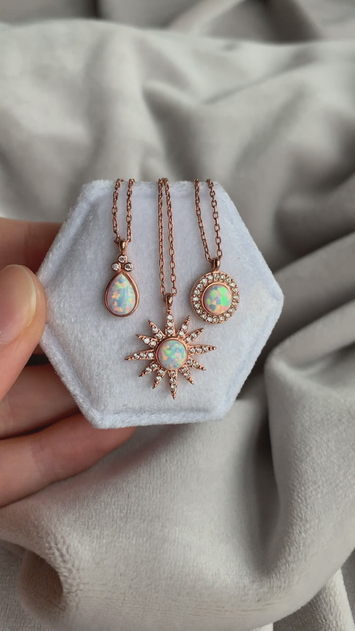 Halo Opal Pendant Necklace