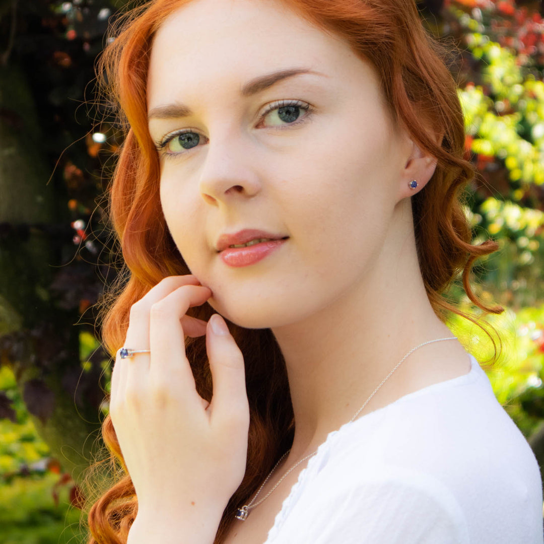Silver Sapphire Earrings