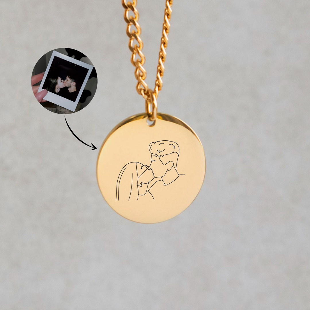 Engraved cheap photo necklace