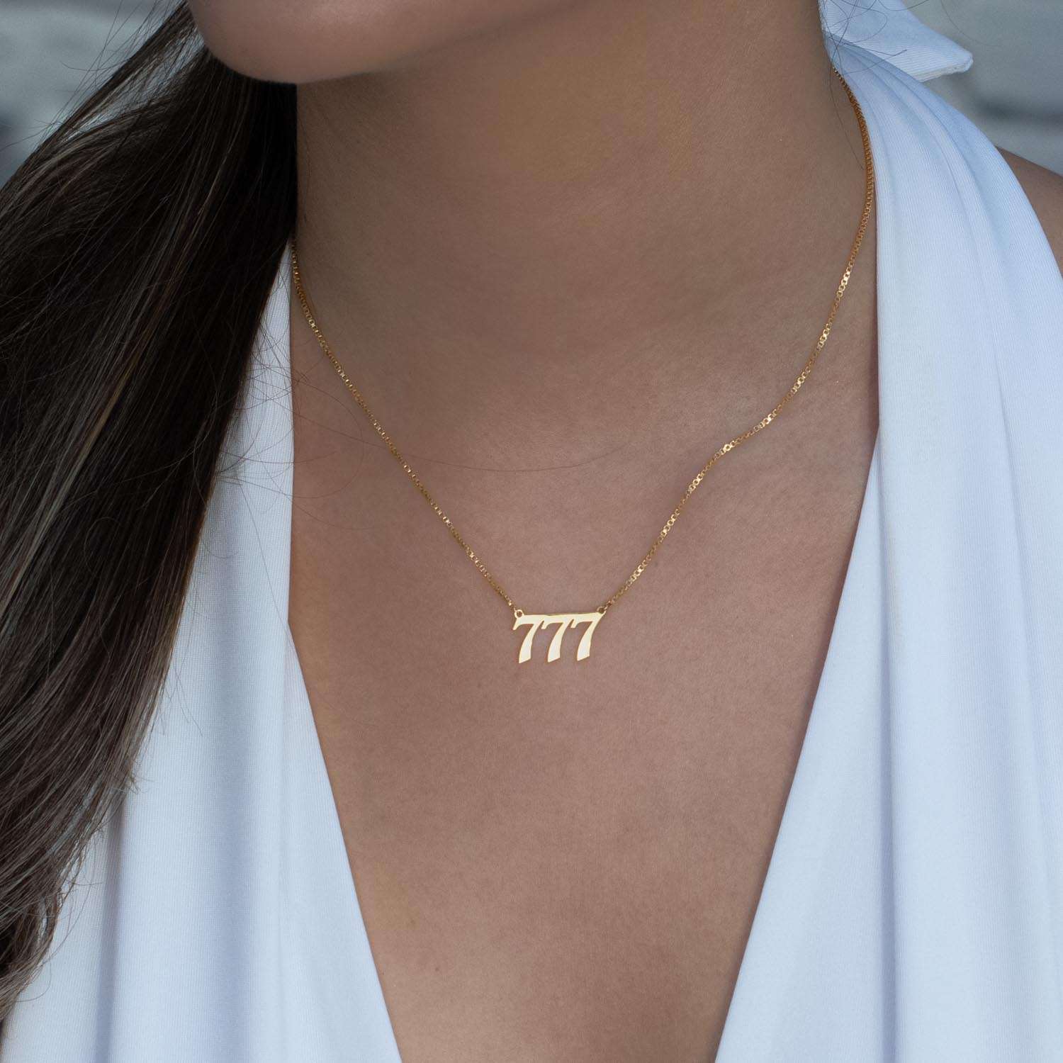 14kt gold and diamond 222 necklace | Luna Skye