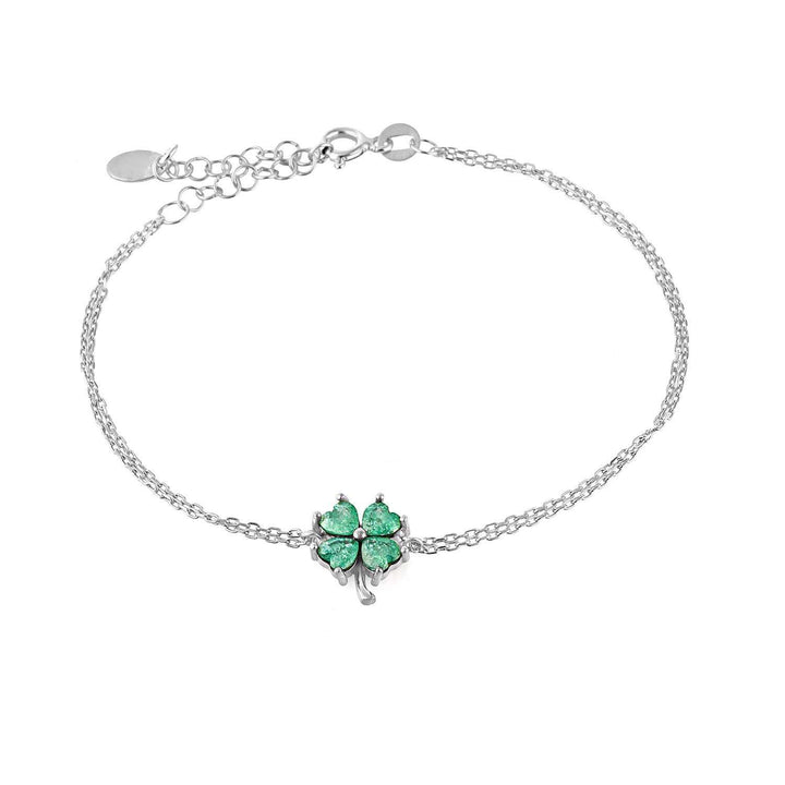 Ana Four Leaf Clover Bracelet with Green CZ