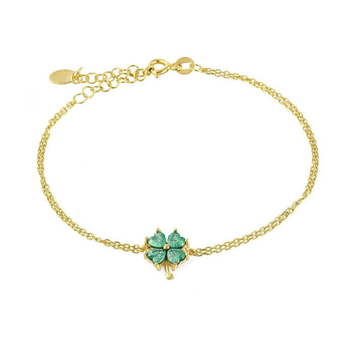 Ana Four Leaf Clover Bracelet with Green CZ
