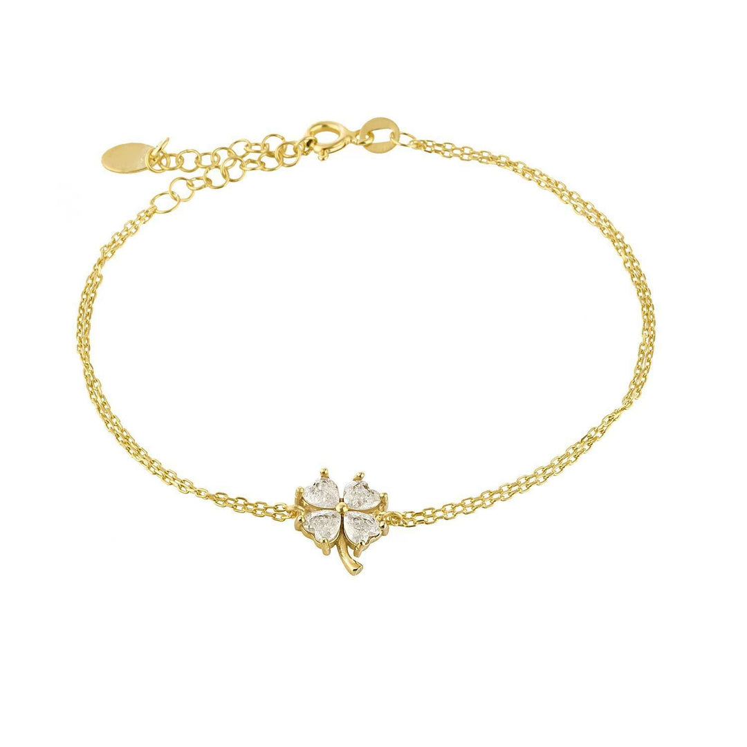  Gold Bracelet with White Clover 