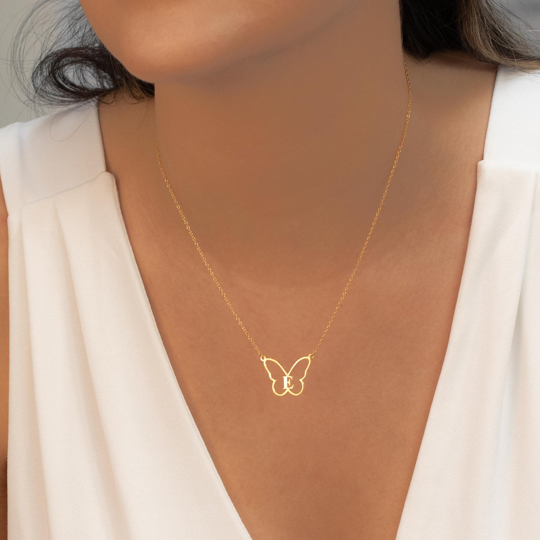 Gold Necklace with Butterfly 