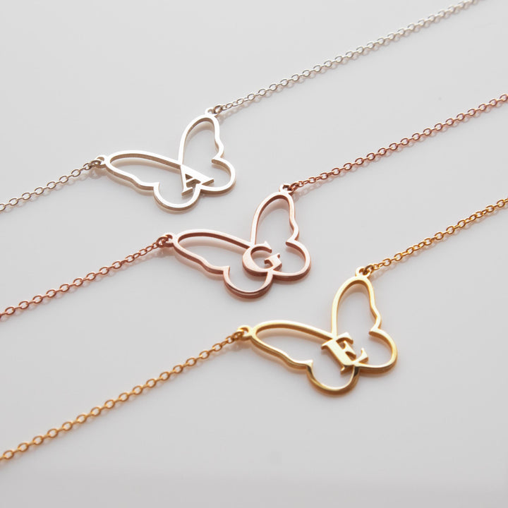 Butterfly Necklace with Initial