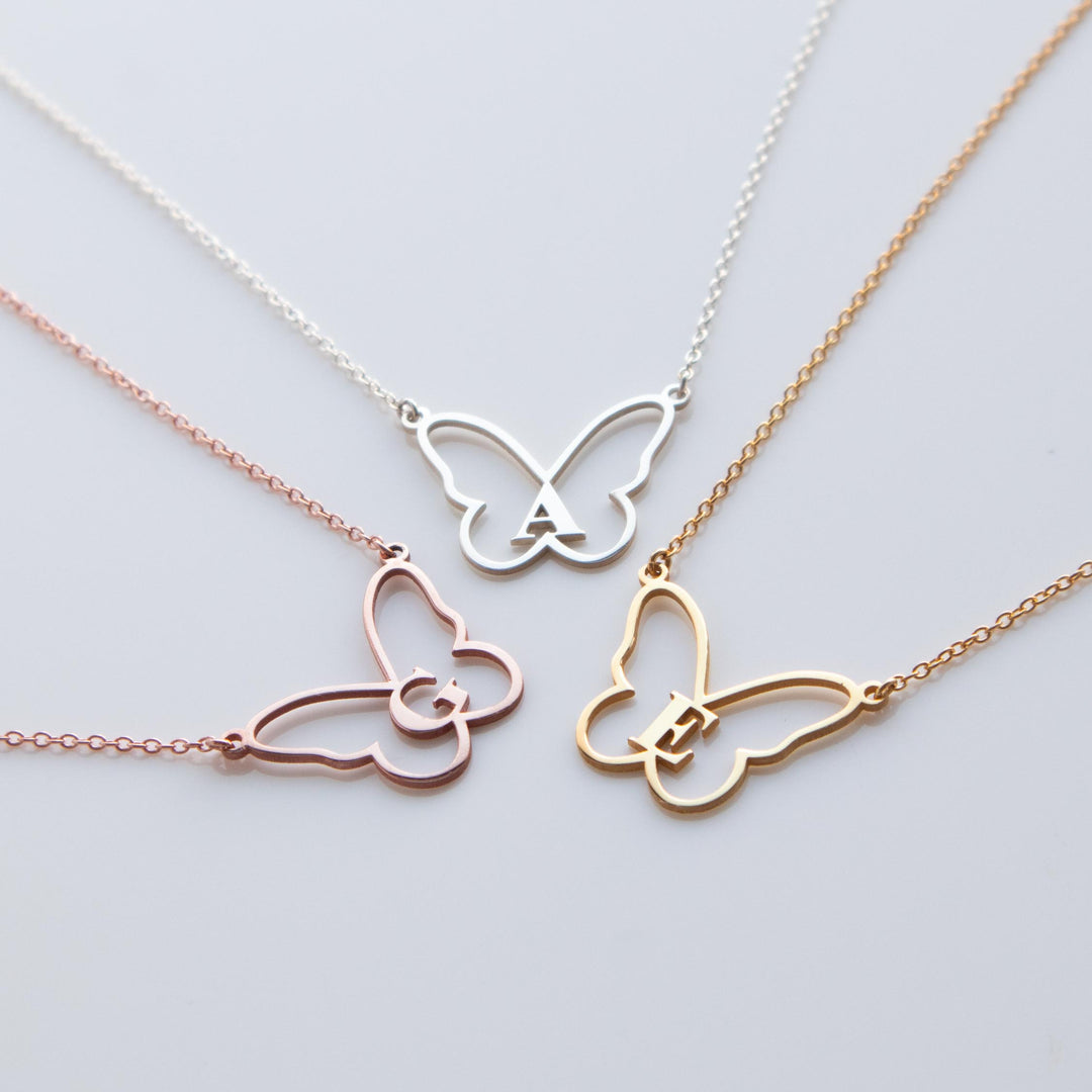 Butterfly Necklaces with Initials