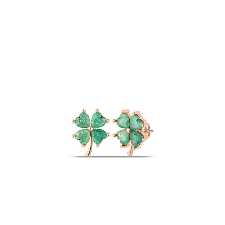 Ana Four Leaf Clover Stud Earrings with Green CZ