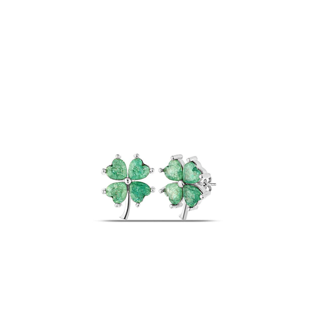 Ana Four Leaf Clover Stud Earrings with Green CZ