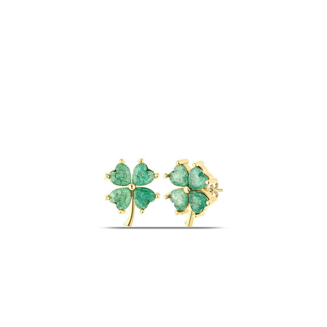 Four Leaf Gold Clover Earrings