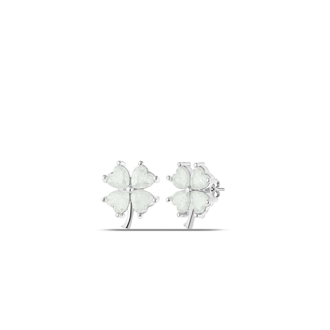 Silver White Flower Earrings
