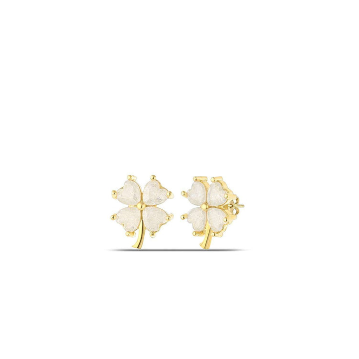 Ana Four Leaf Clover Stud Earrings with White CZ