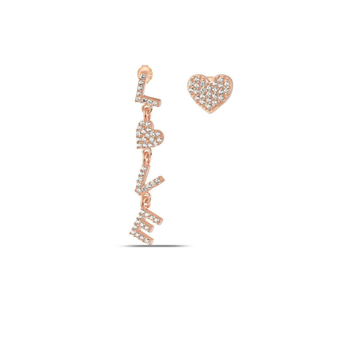 Cupid Mismatched Heart Earrings with Diamond CZ
