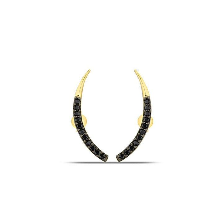 Artemis Horn Stud Earrings, Black Cubic Zirconia in Silver