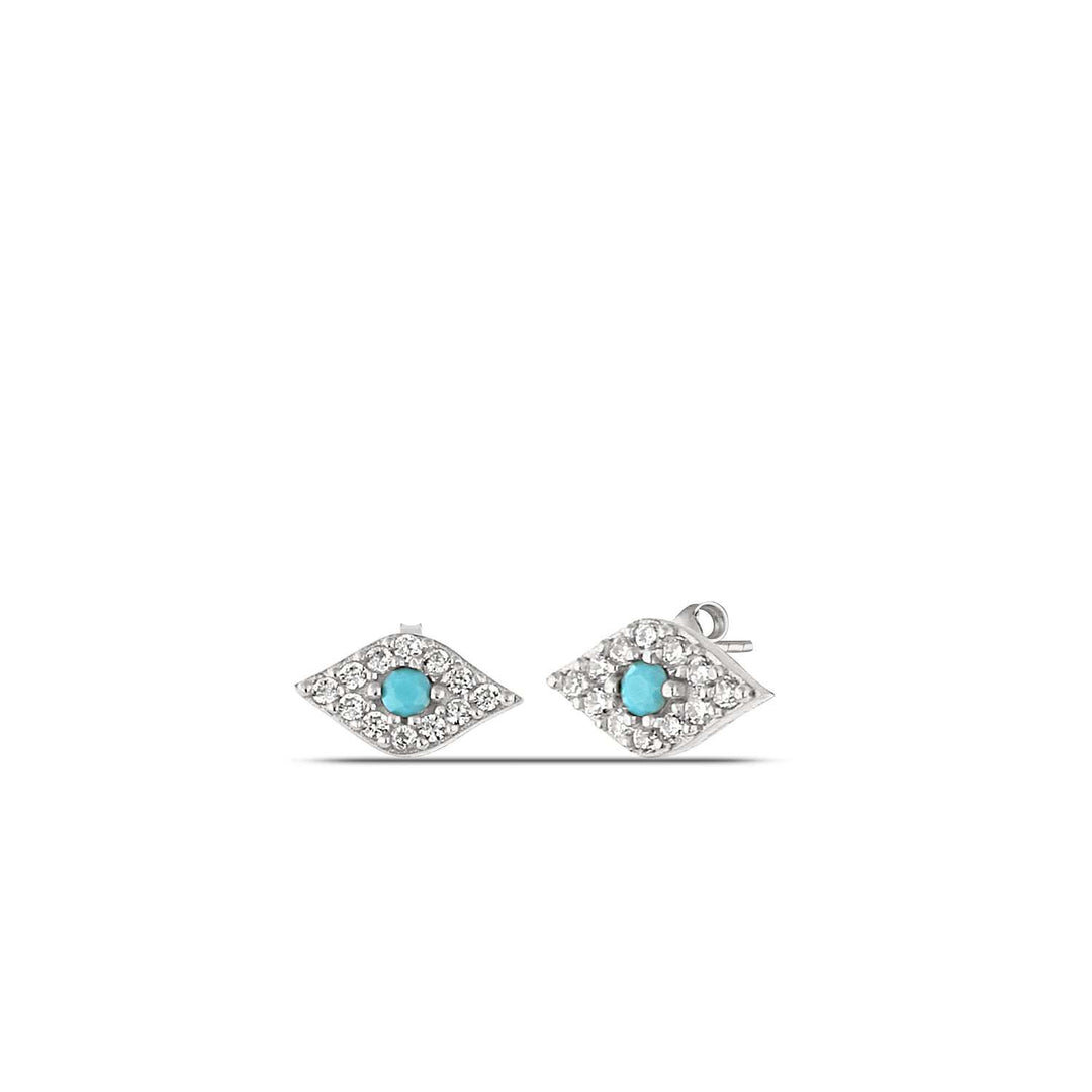 Evil Eye Stud Earrings Silver