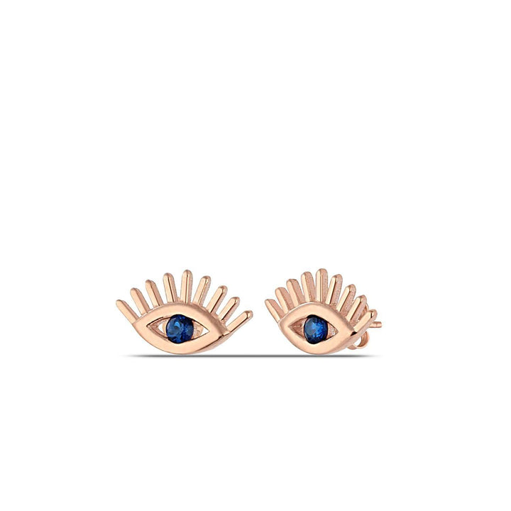 Evil Eye Stud Earrings with Lashes