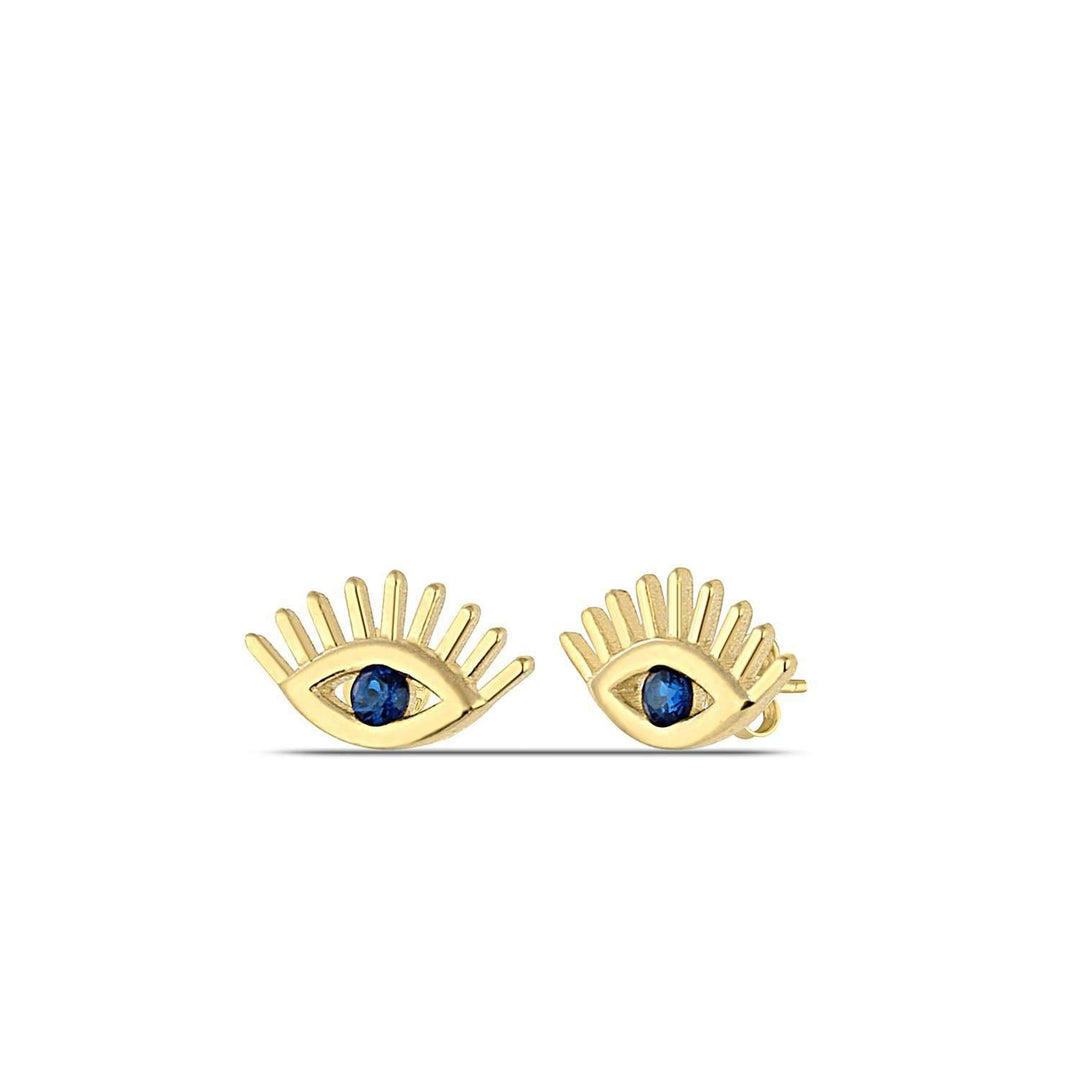 Gold Evil Eye Earrings Sapphire