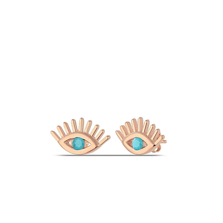 Blue Evil Eye Earrings Rose Gold