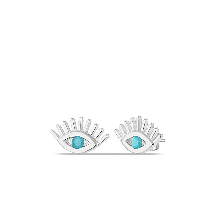 Blue Evil Eye Earrings Silver