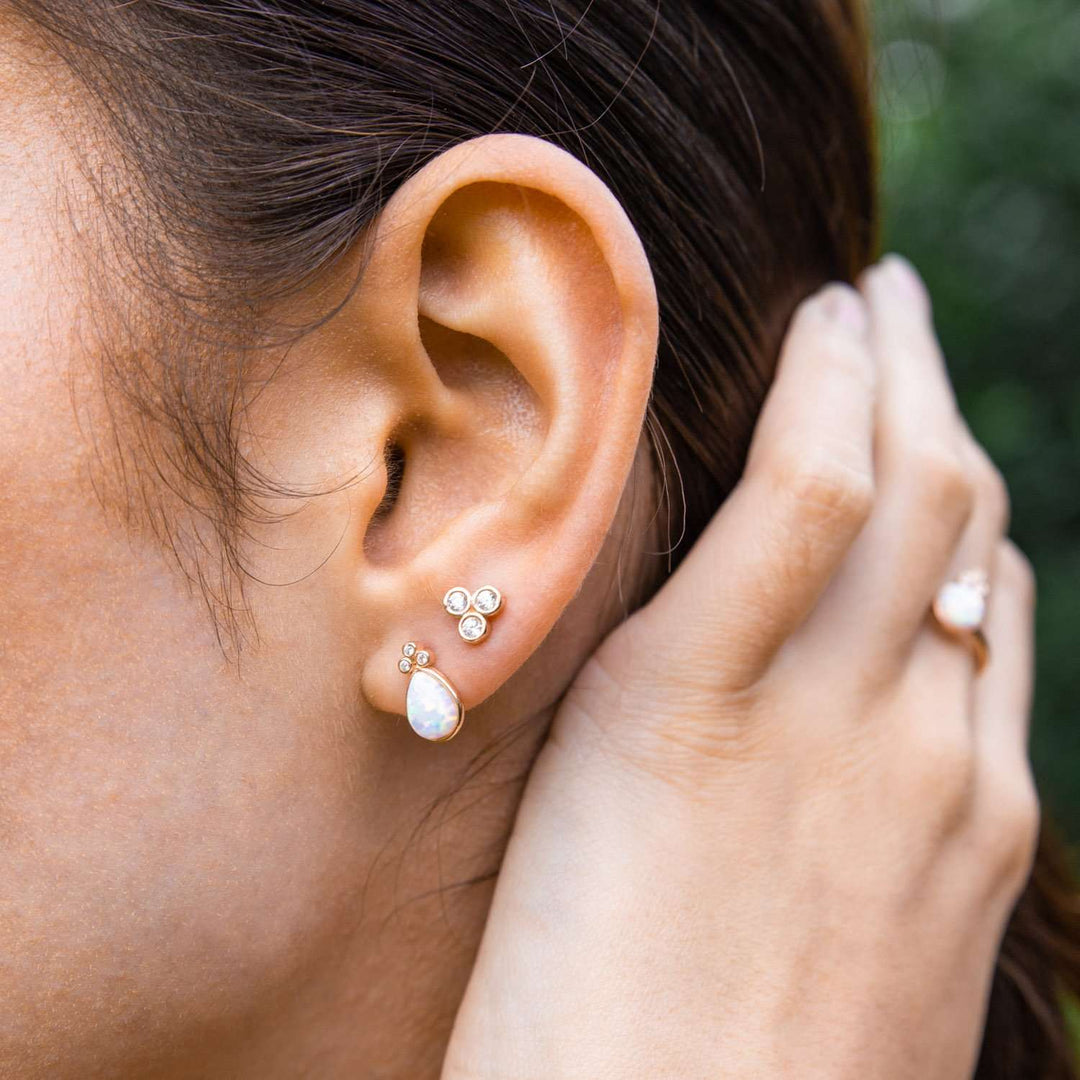 Bezel Set Cluster Stud Earrings