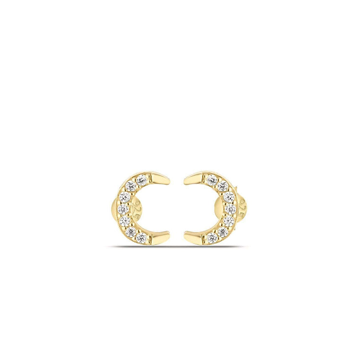 Moon Stud Earrings Gold