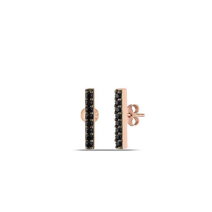 Arcadia Bar Stud Earrings with Black CZ