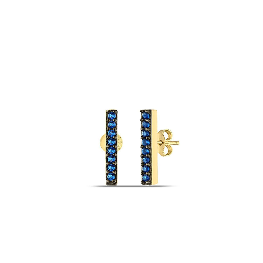 Blue Sapphire Stud Earrings Yellow Gold